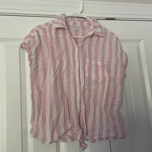 Pink/White Striped Short Sleeve Button Down
